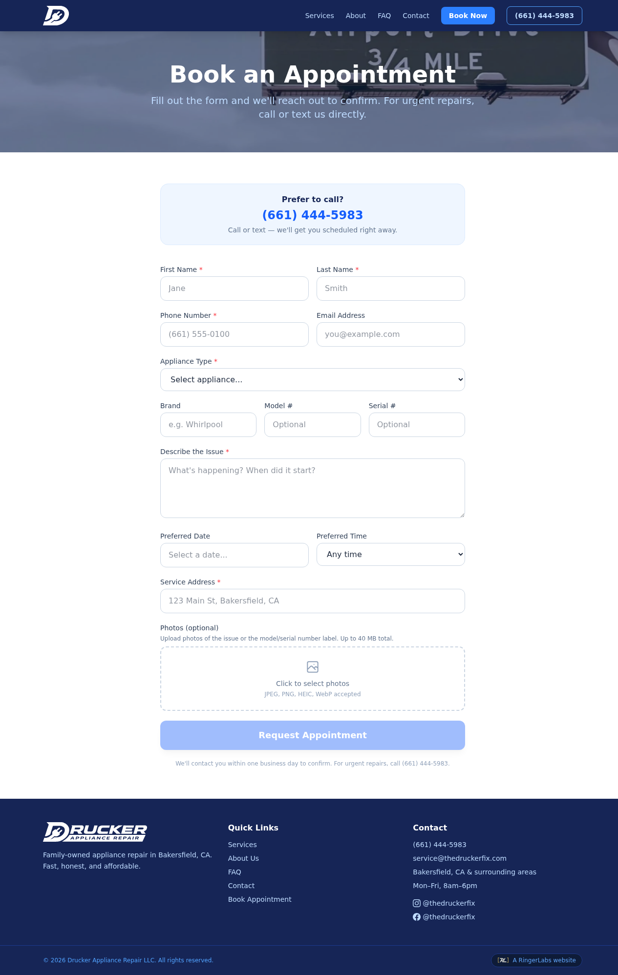 Drucker Appliance Repair — Book page