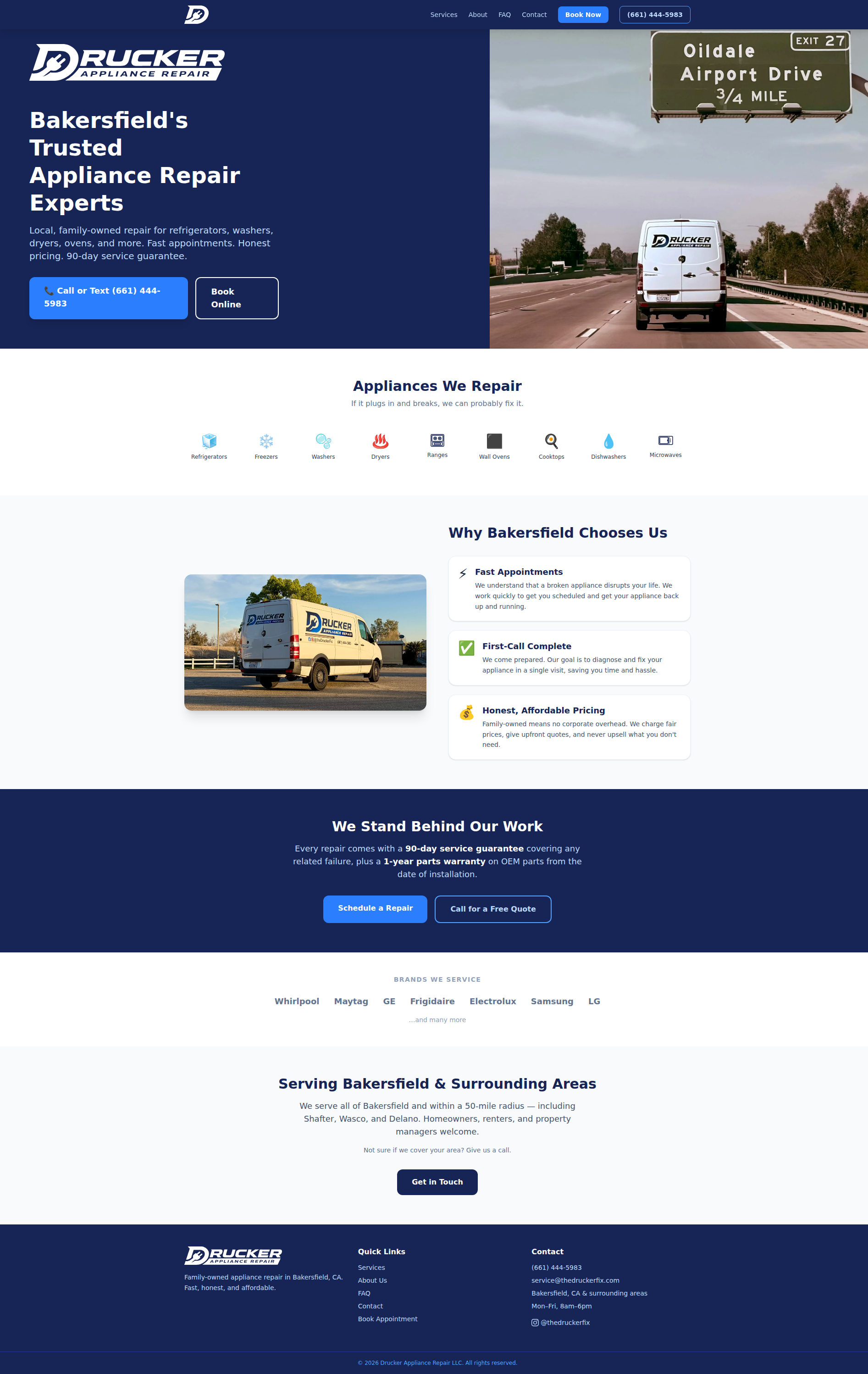 Drucker Appliance Repair — Home page